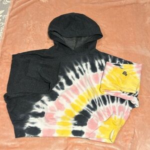 PINK crop tie dye sweat shirt